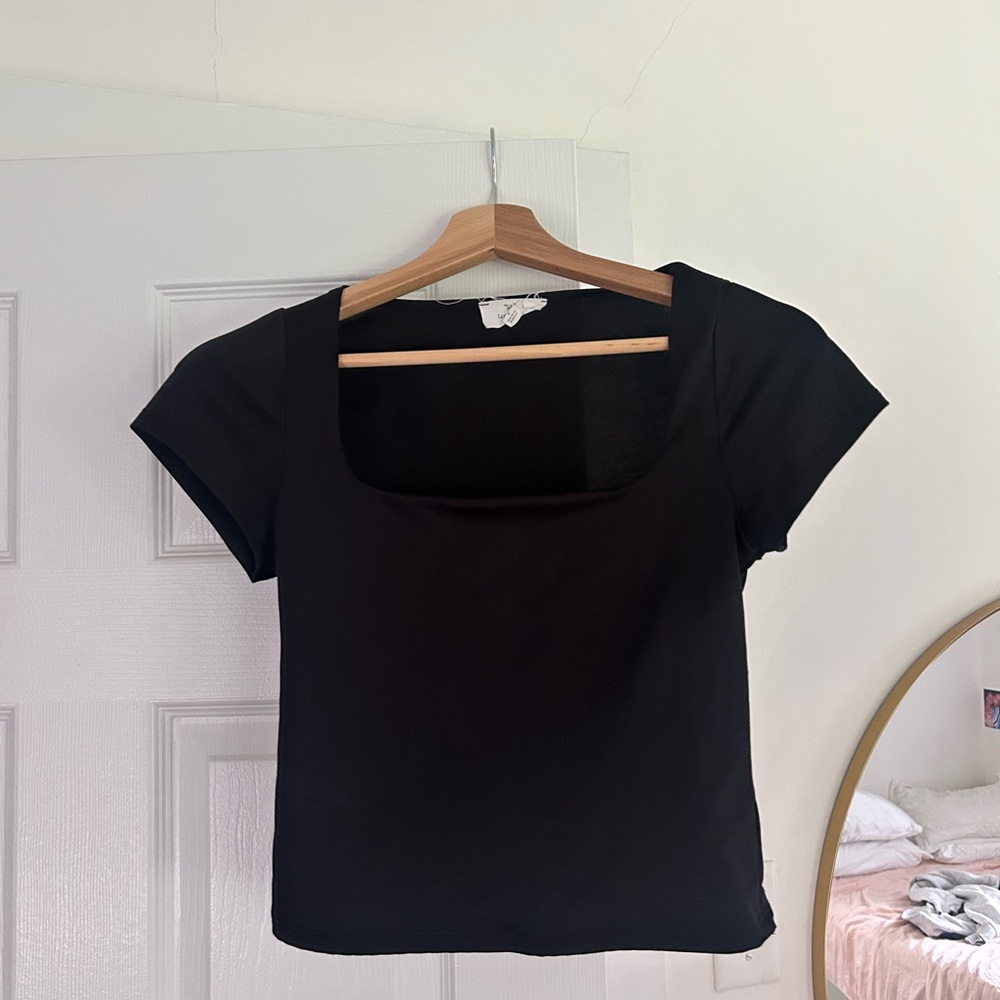 Black Square-Neck Crop Top